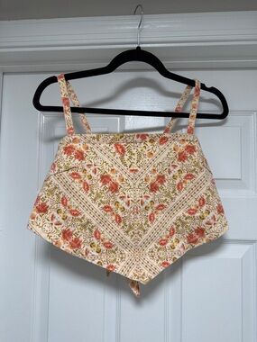 Show Me Your MuMu Floral Bandana Crop Top in Cream, Coral & Olive